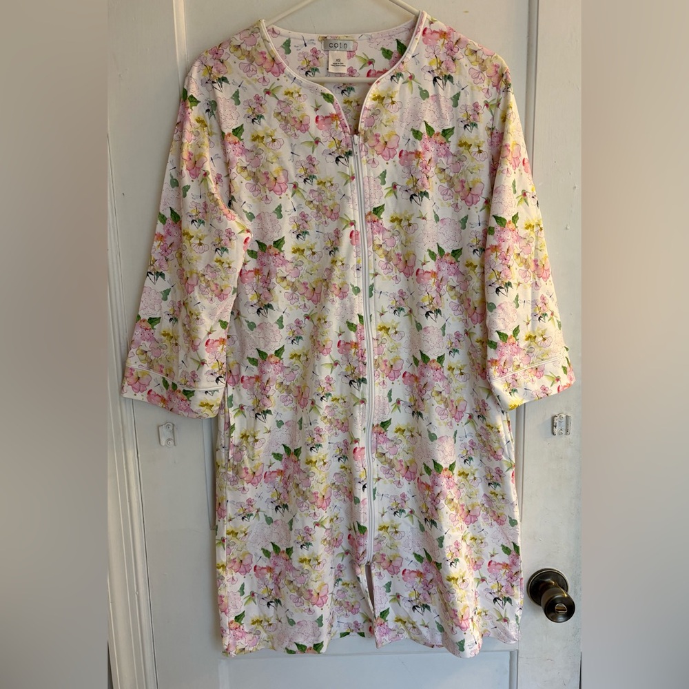 COTN Classic Zip Robe Floral 100% Pima Cotton Size XS
